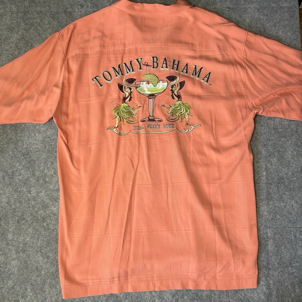 Tommy Bahama Men's Light Pink Xl Silk Short Sleeve Final Shake Down Hawaiian